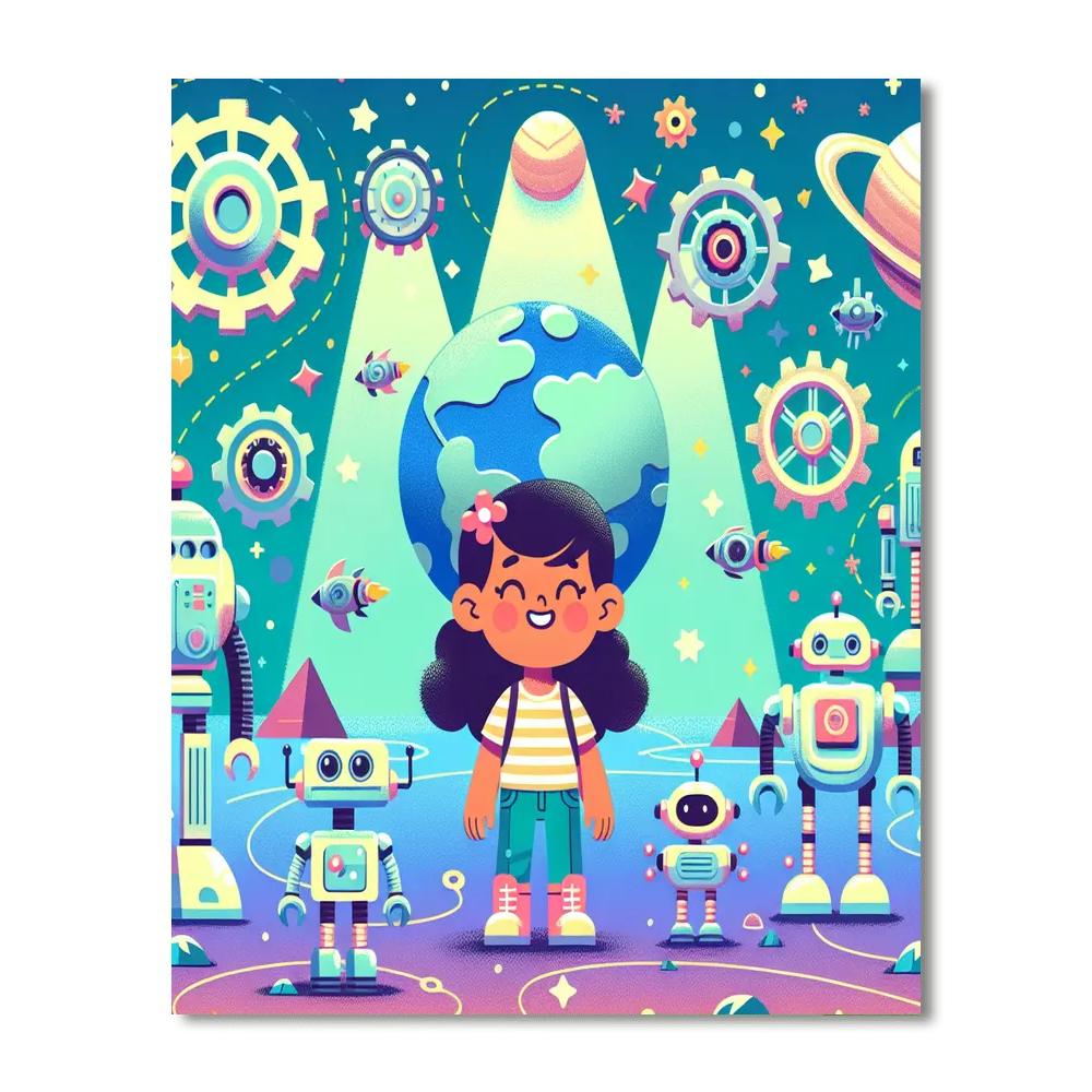 Robot Planet Adventure Painting Number Kit