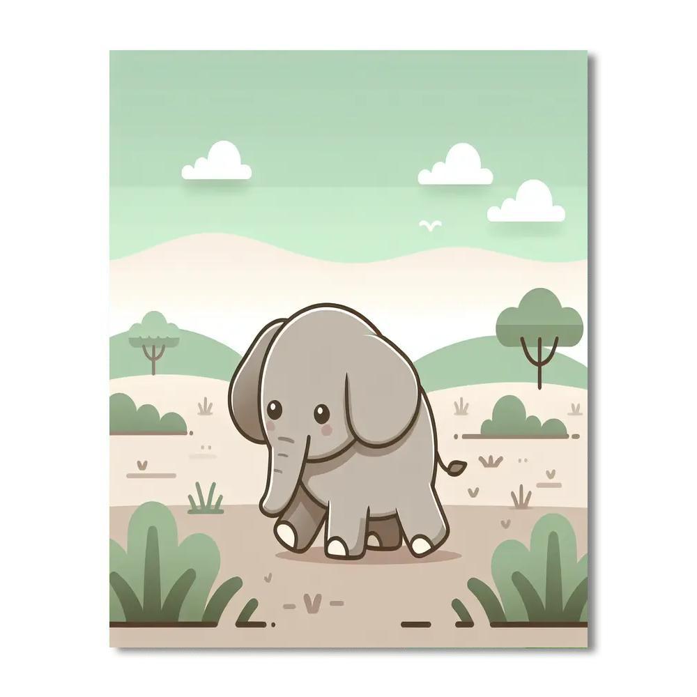 Safari Expedition Elephant Painting By Numbers Kit