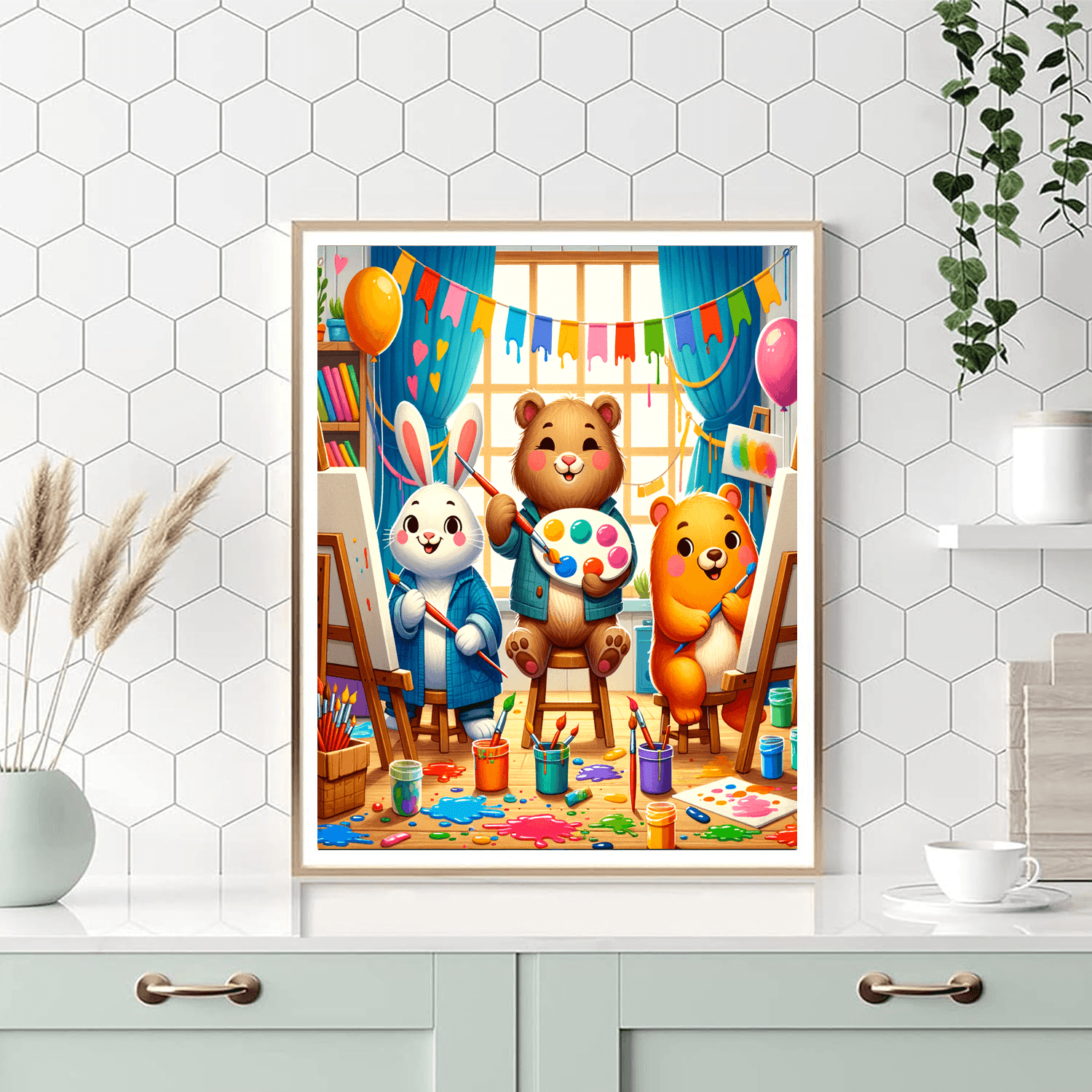 Funny Animal Artists Number Painting