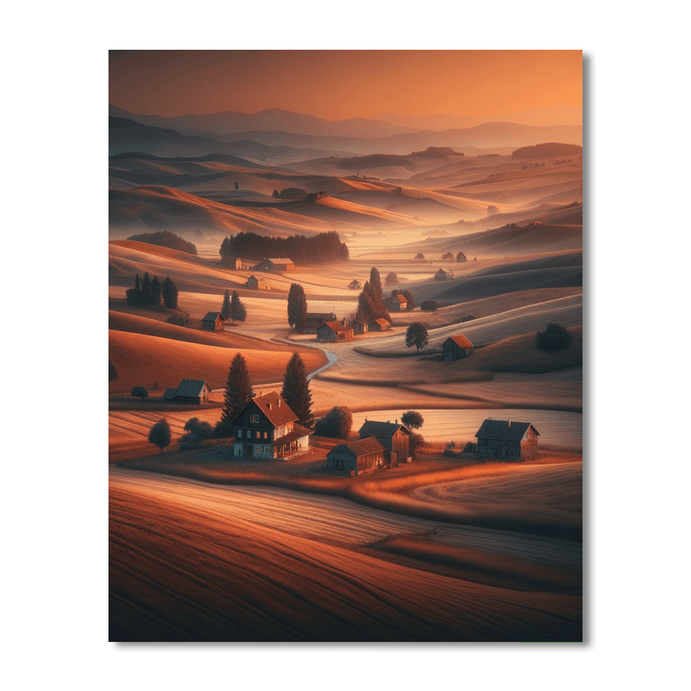 Calming Countryside Dusk Paint By Numbers Art