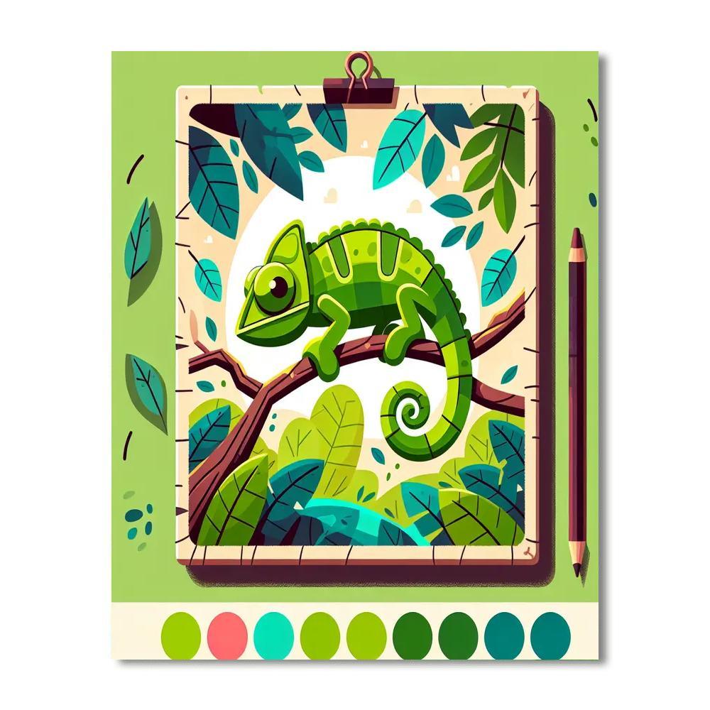 Chirpy Chameleon Chase Numbered Painting Kits