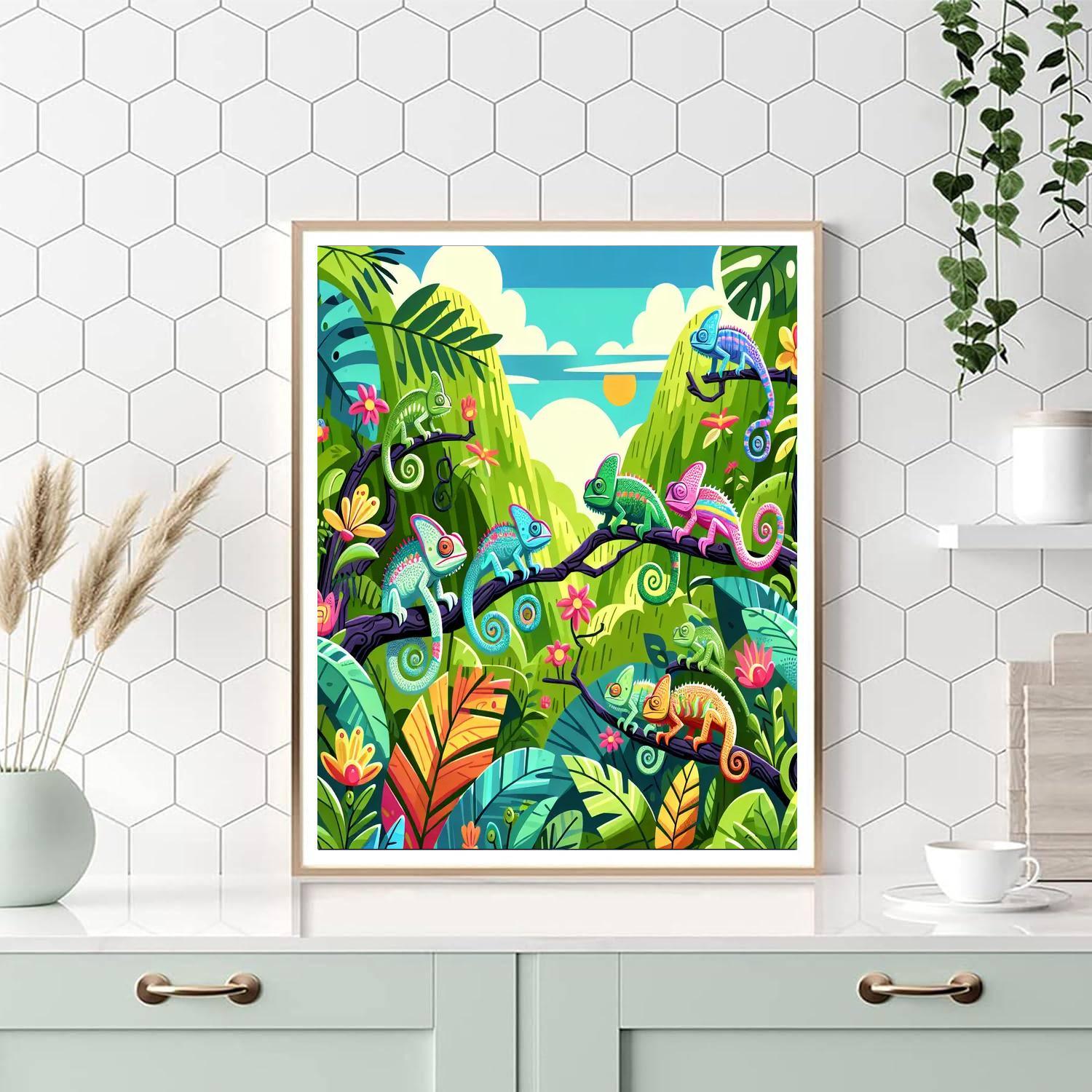 Curious Chameleons Paint By Numbers Art