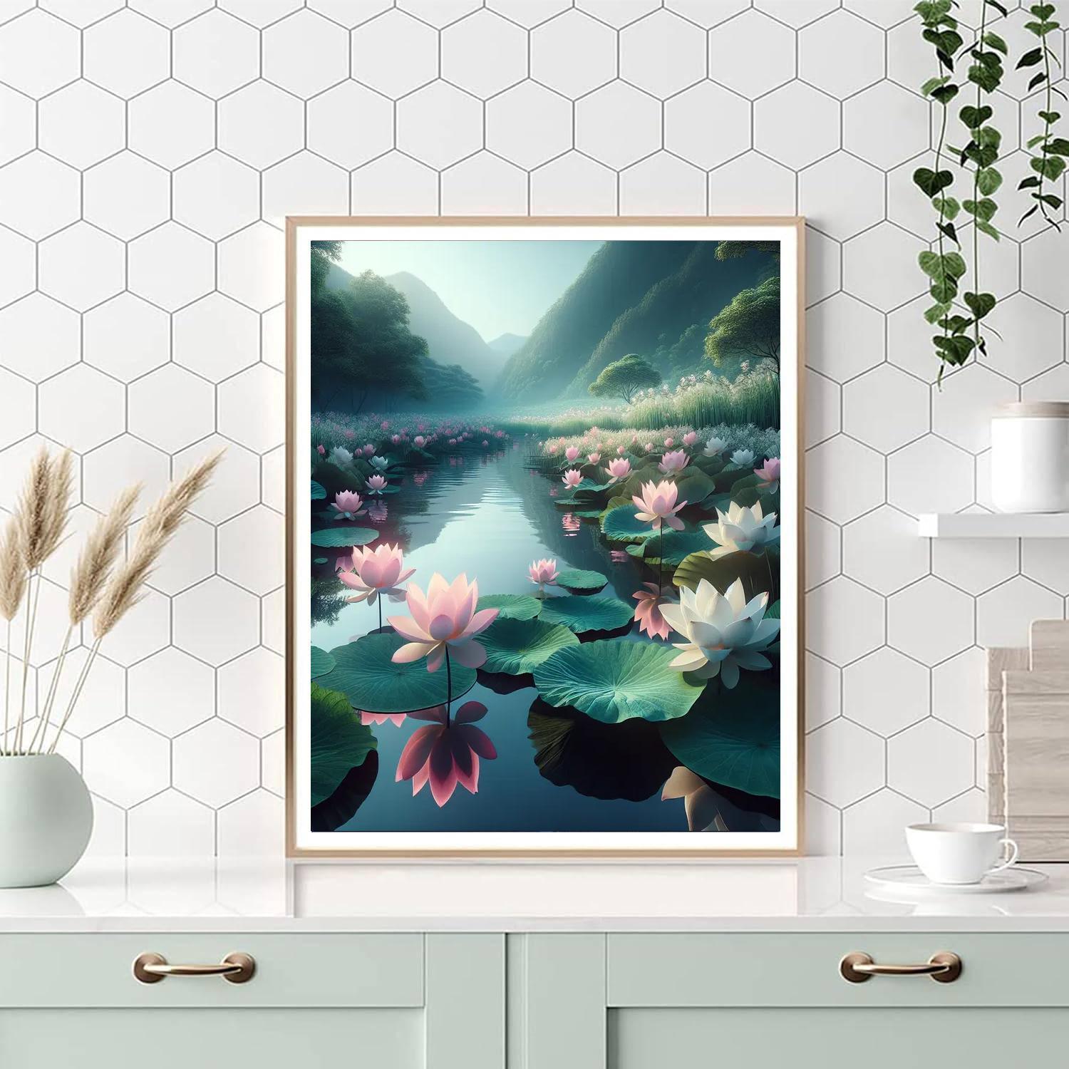 Luminous Lotus Lake DIY Paint By Numbers