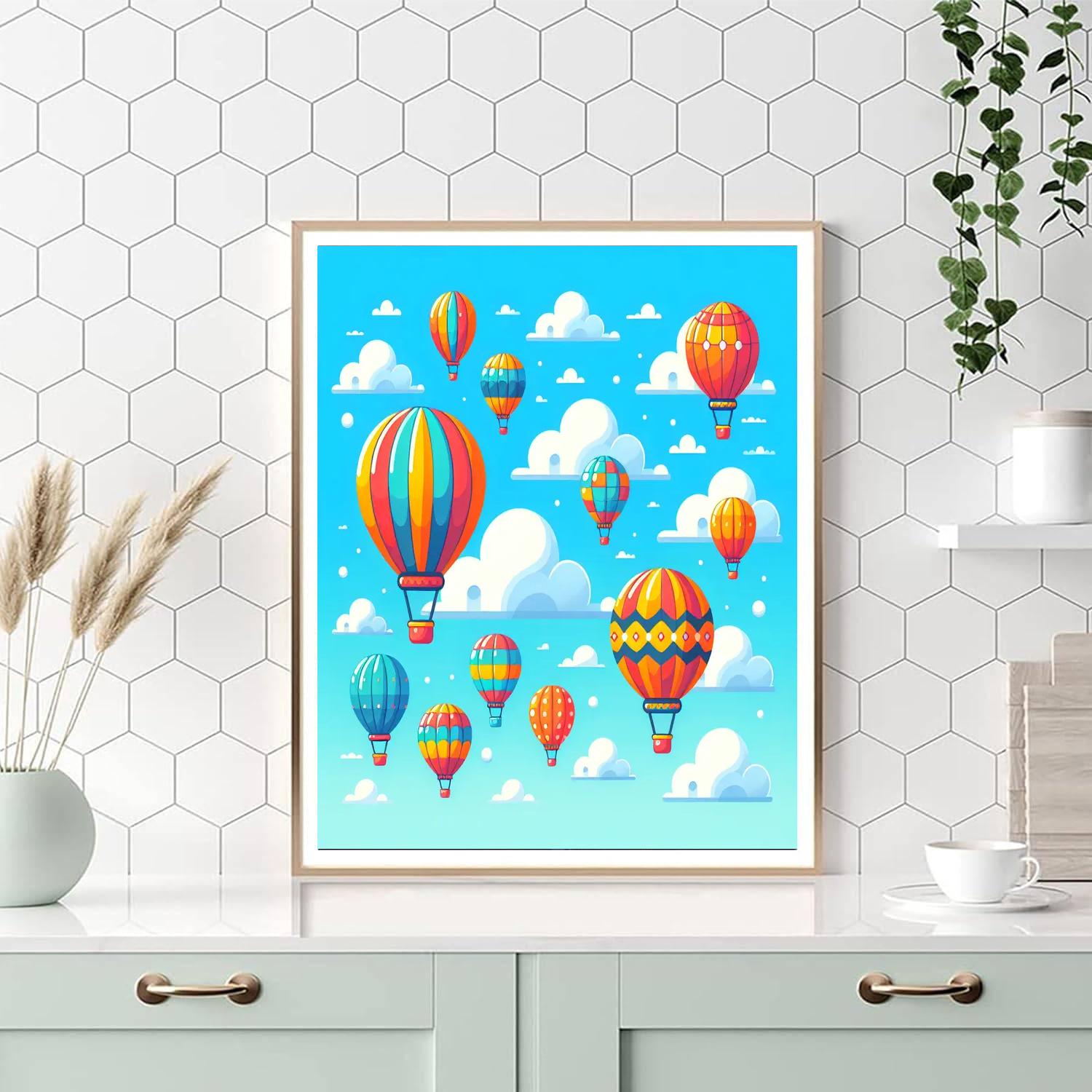 Floating Hot Air Balloons Number Painting