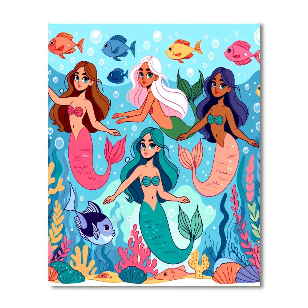 Playful Mermaids Paint By Numbers