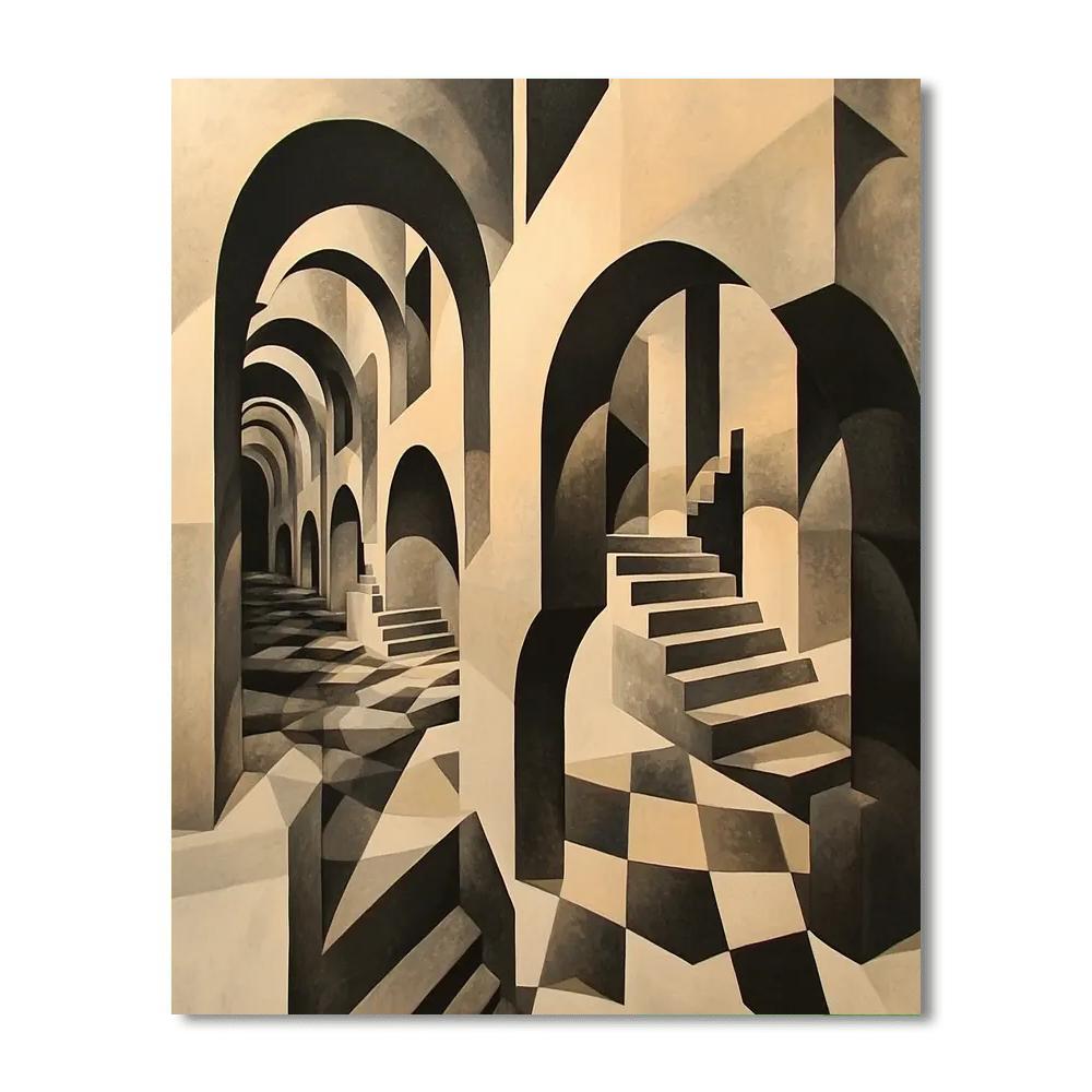 M.C. Escher Inspired Geometric Mirage  Paint By Numbers Kits