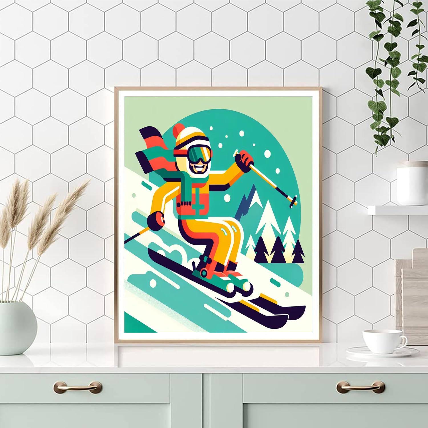 Ski Adventure Thrill Painting Number Kit