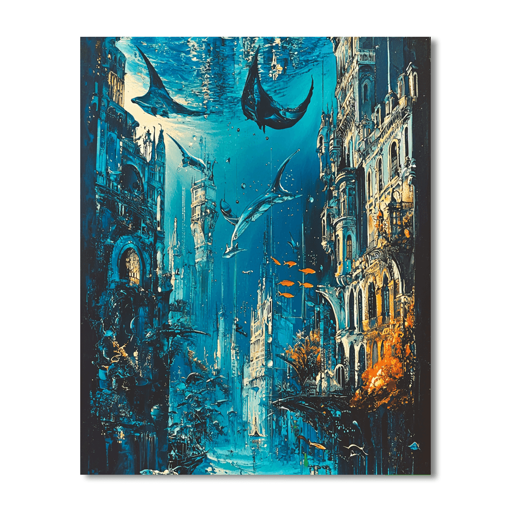 Salvador Dali Inspired Surreal Ocean Metropolis  Paint By Numbers Kits