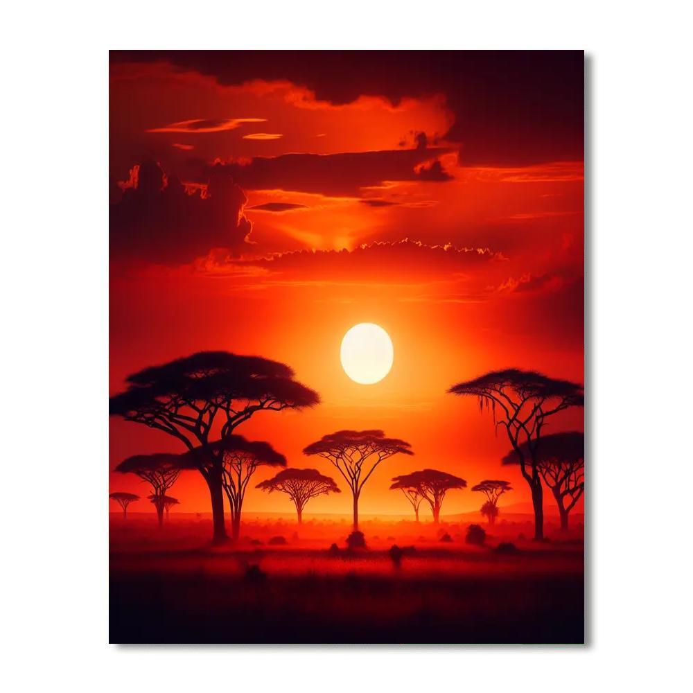 Wild Savannah Sunset Paint By Numbers Art