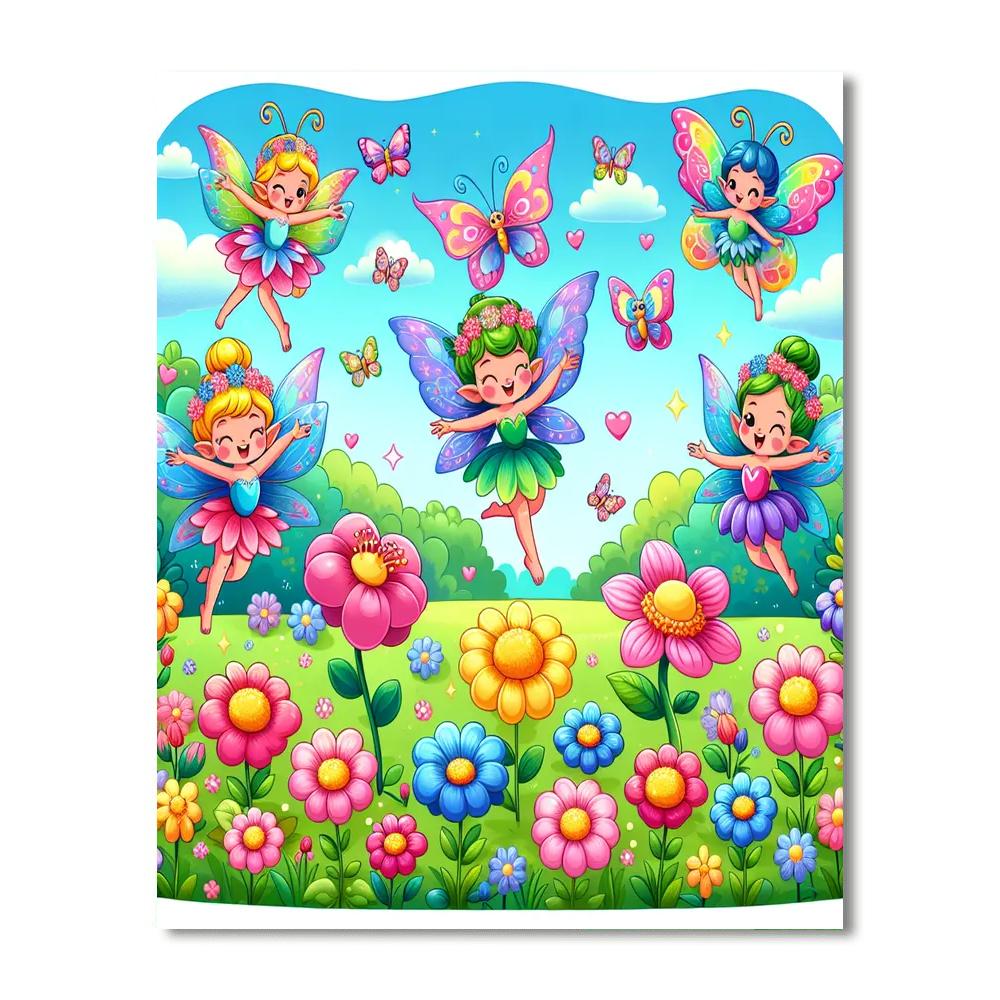 Charming Garden With Fairies Painting By Numbers Kit
