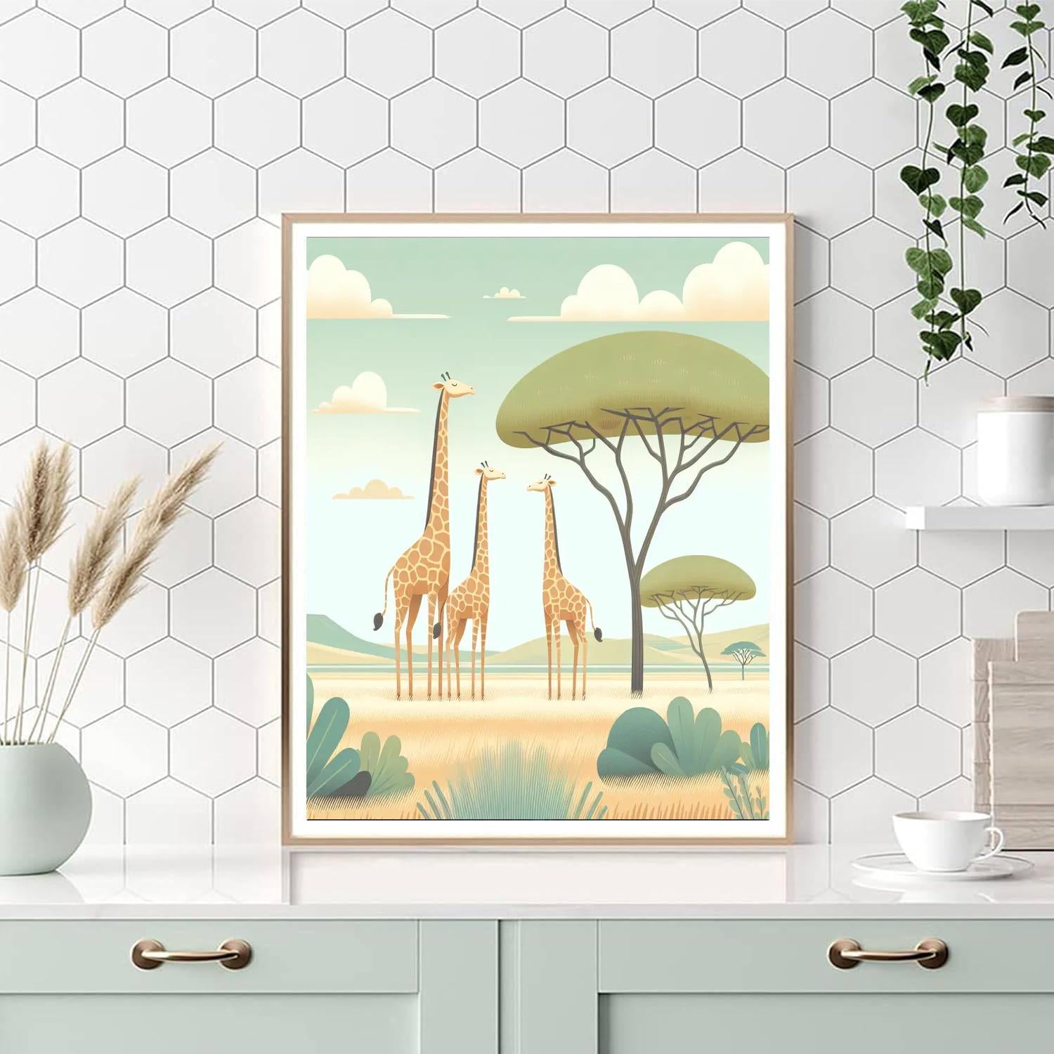 Gentle Giraffe Heights Number Painting