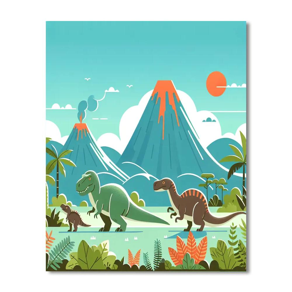 Jurassic Dinosaur Expedition Painting By Numbers Kit