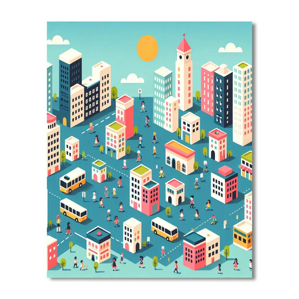 Colorful Cityscape Creation Painting Number Kit