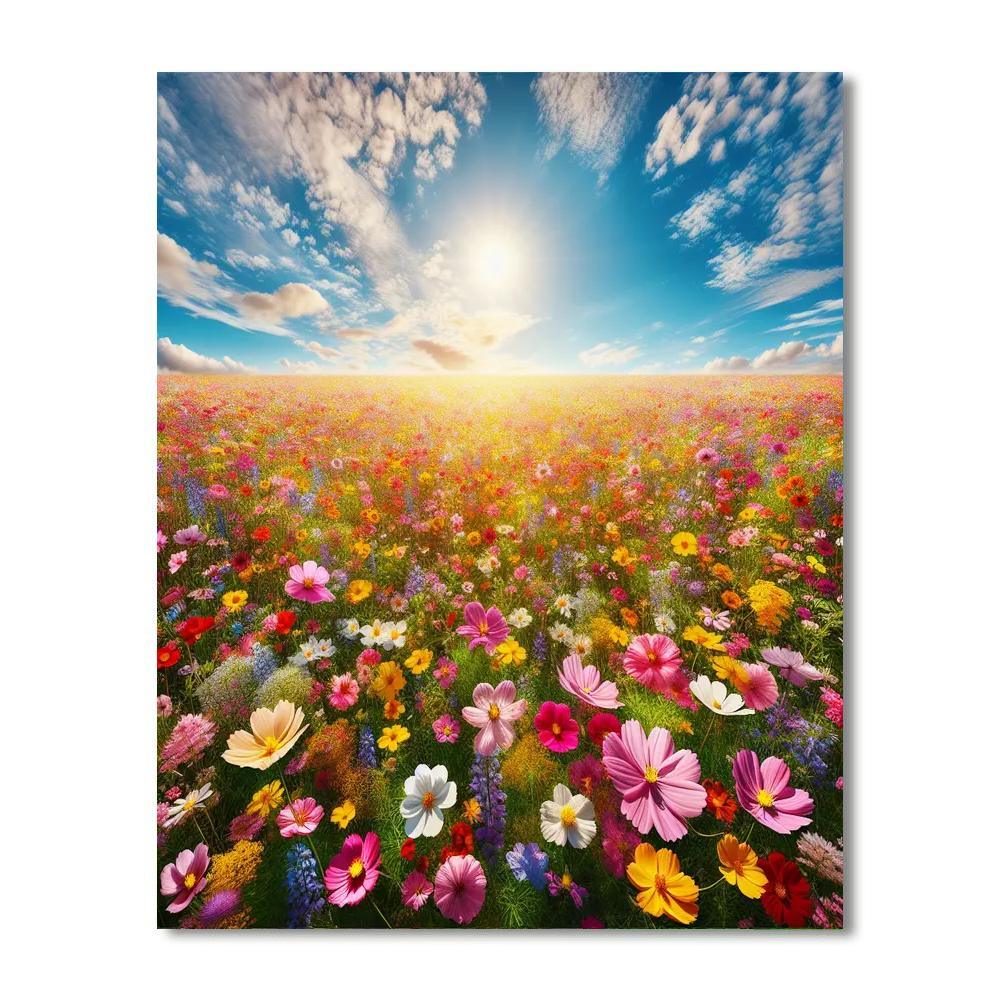 Radiant Flower Fields Painting Number Kit