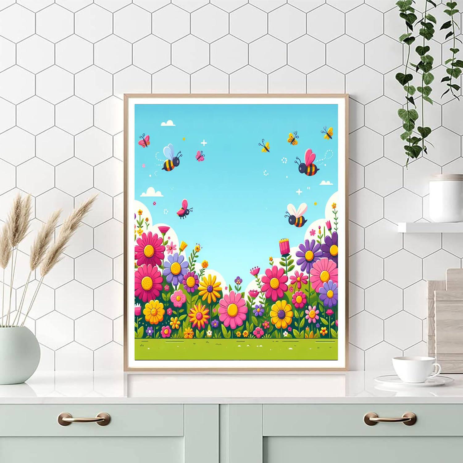 Lively Flower Garden Paint By Numbers Art