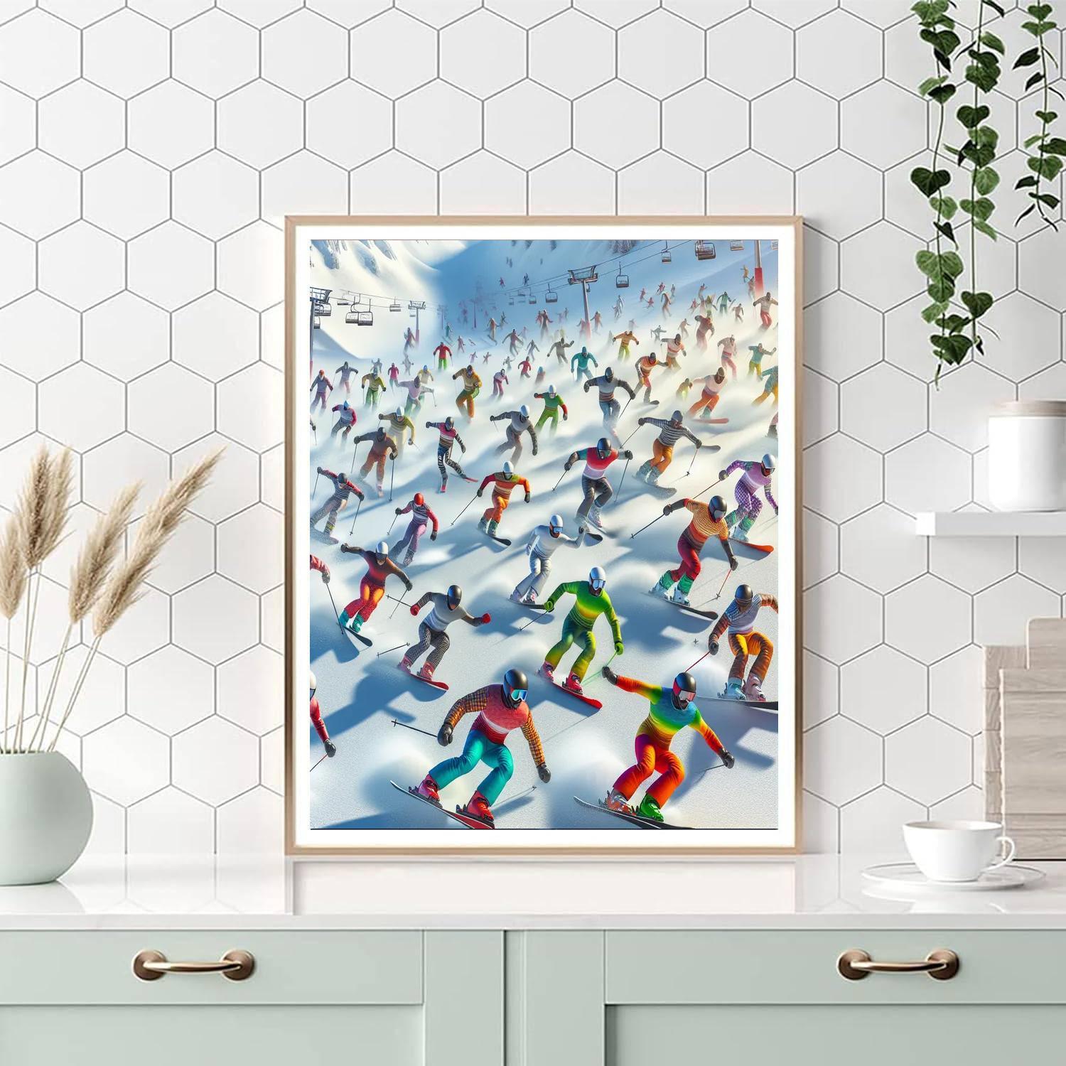 Dynamic Winter Sports Scene Painting By Numbers Kit