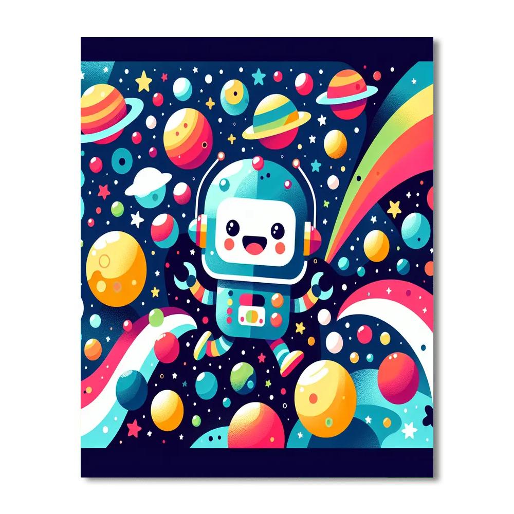 Space Robot Exploration Painting Number Kit