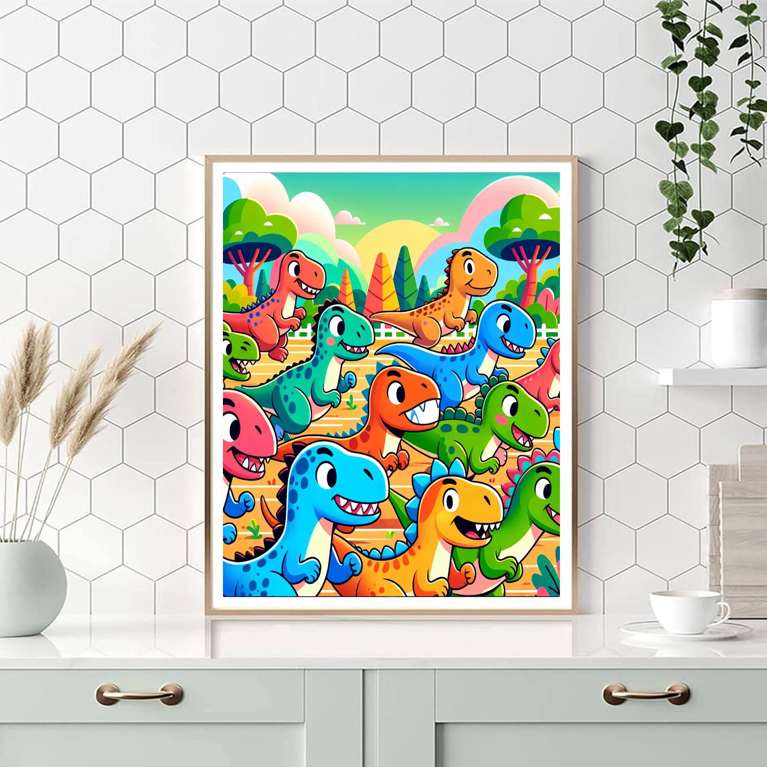 Dynamic Dino Rally Painting By Numbers Kit