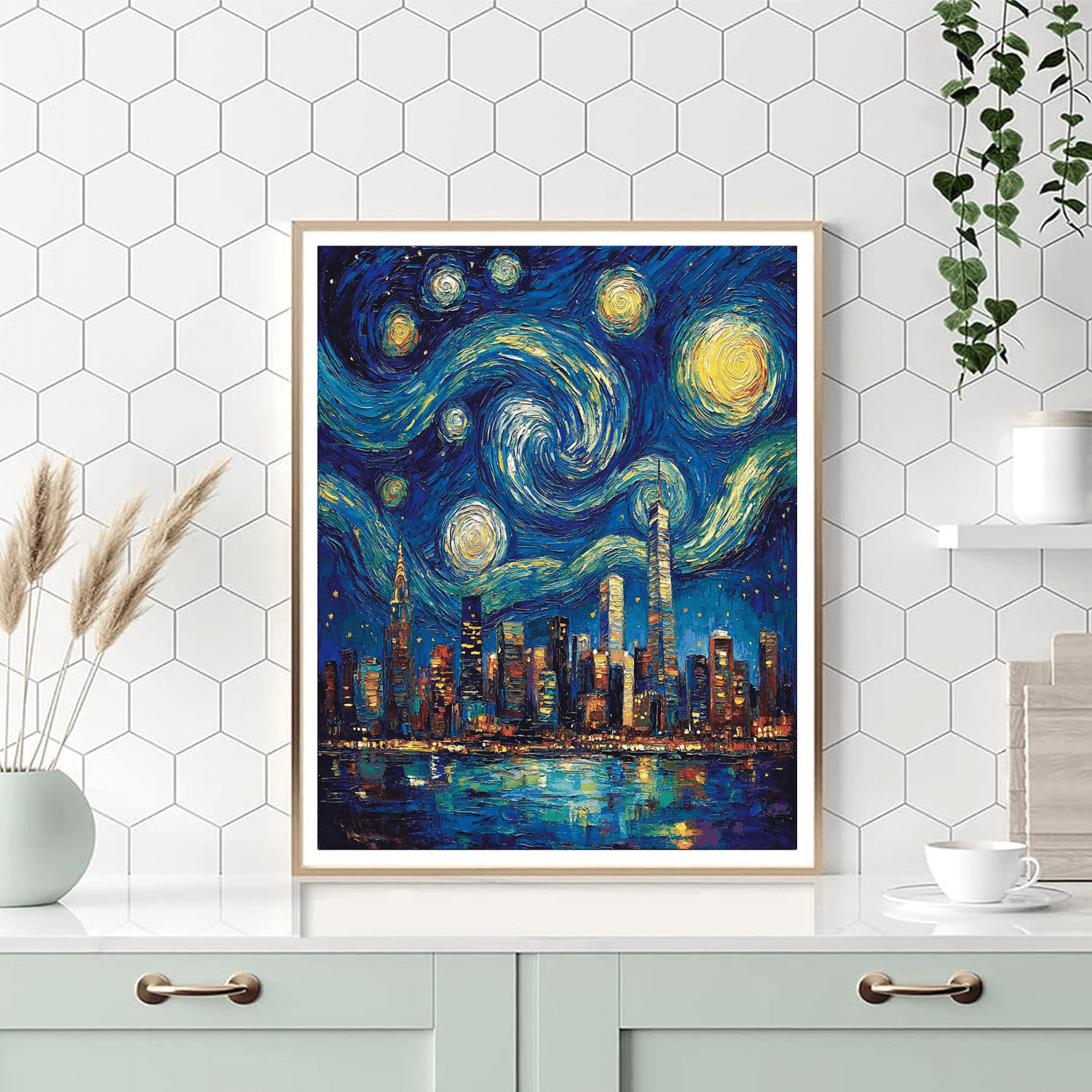 Vincent Van Gogh Inspired Starry Night Over Cityscape  Paint By Numbers Kits