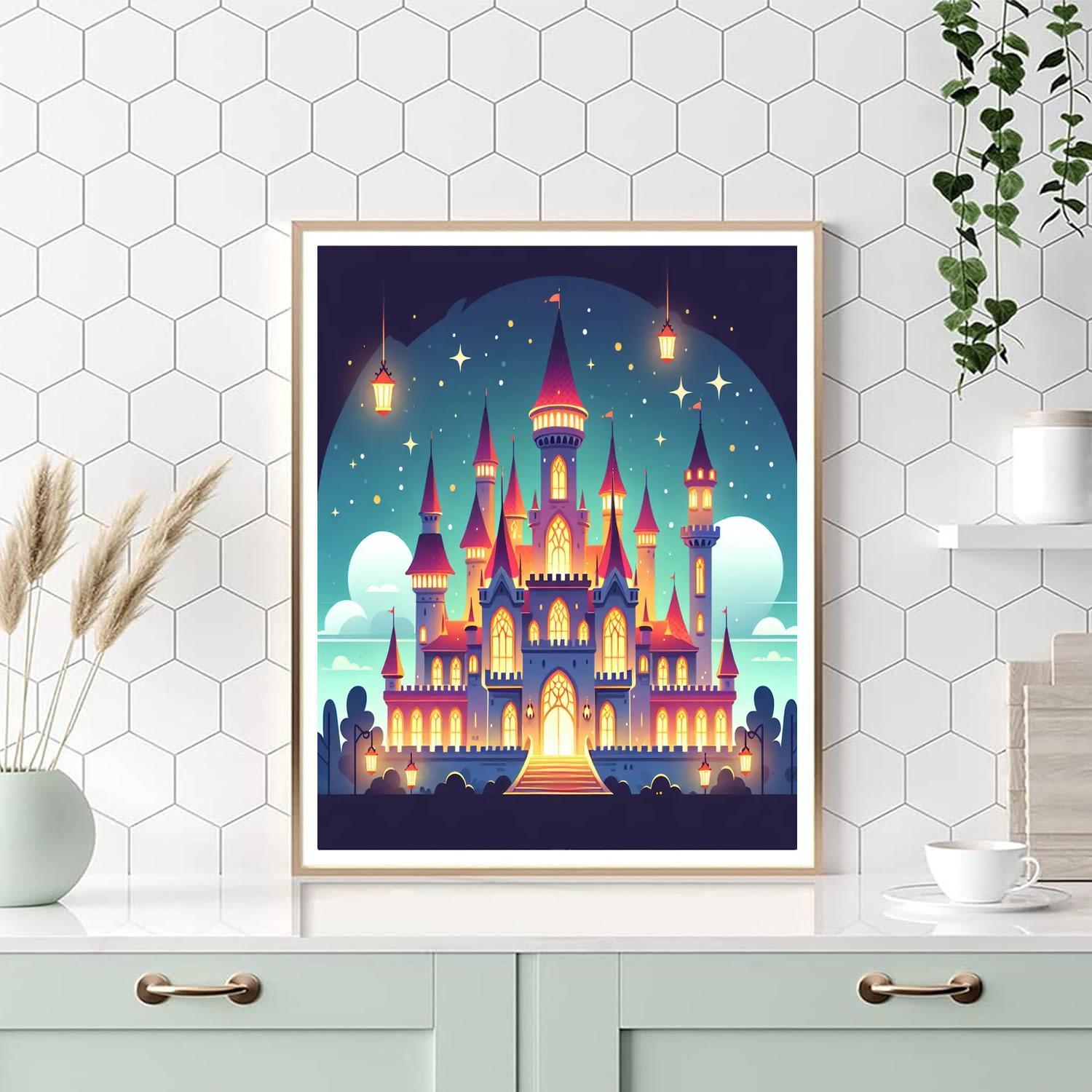 Fairytale Castle At Dusk Paint By Numbers Art