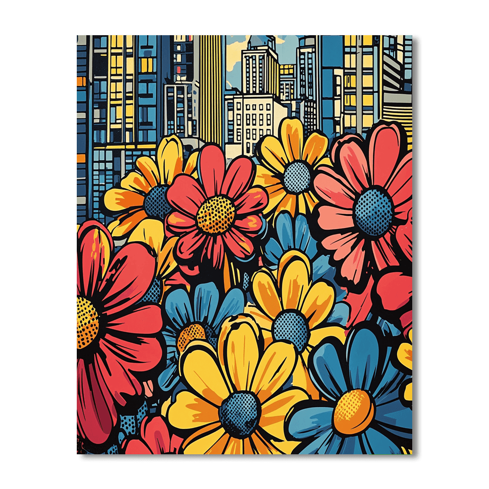Roy Lichtenstein Inspired Floral Metropolis  Paint By Numbers Kits