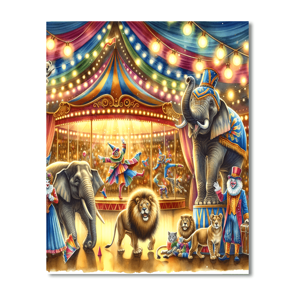 Colorful Animal Circus Painting Number Kit