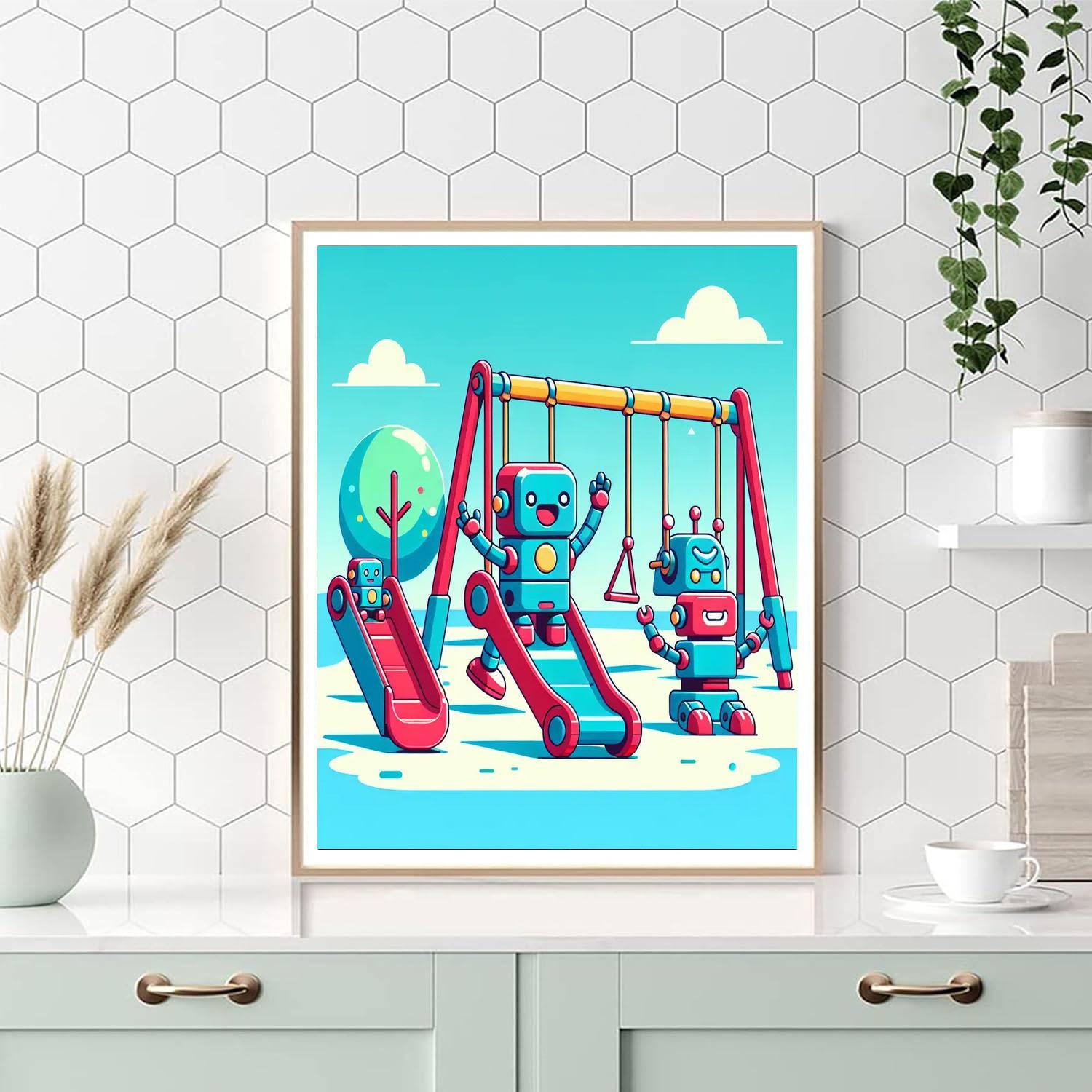 Joyful Robot Playground Numbered Painting Kits