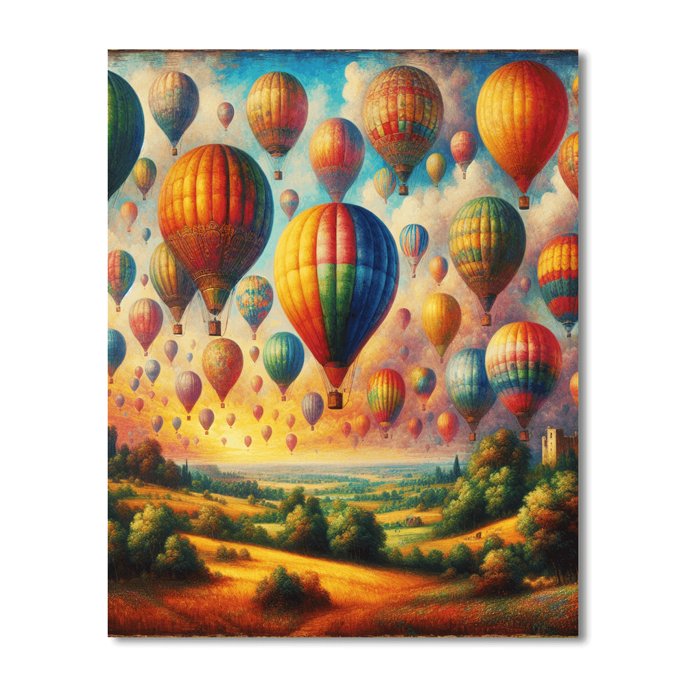 Vintage Hot Air Balloon Festival Painting Number Kit