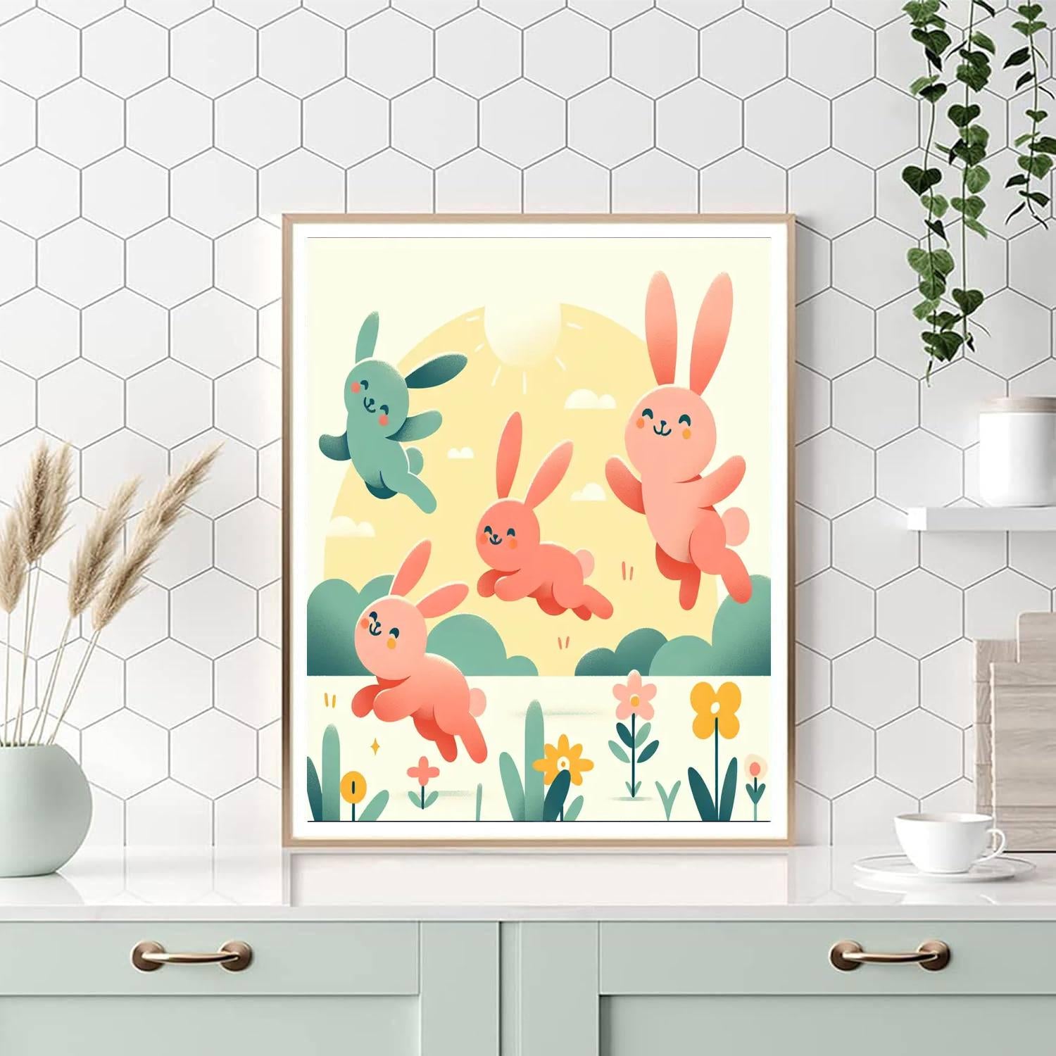Bouncing Bunny Bash Paint By Numbers Art