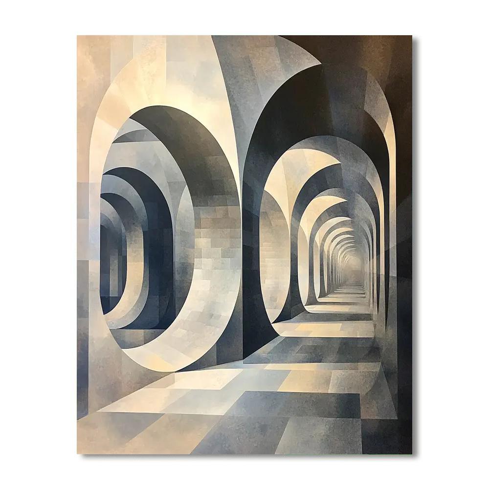 M.C. Escher Inspired Illusory Space  Number Painting