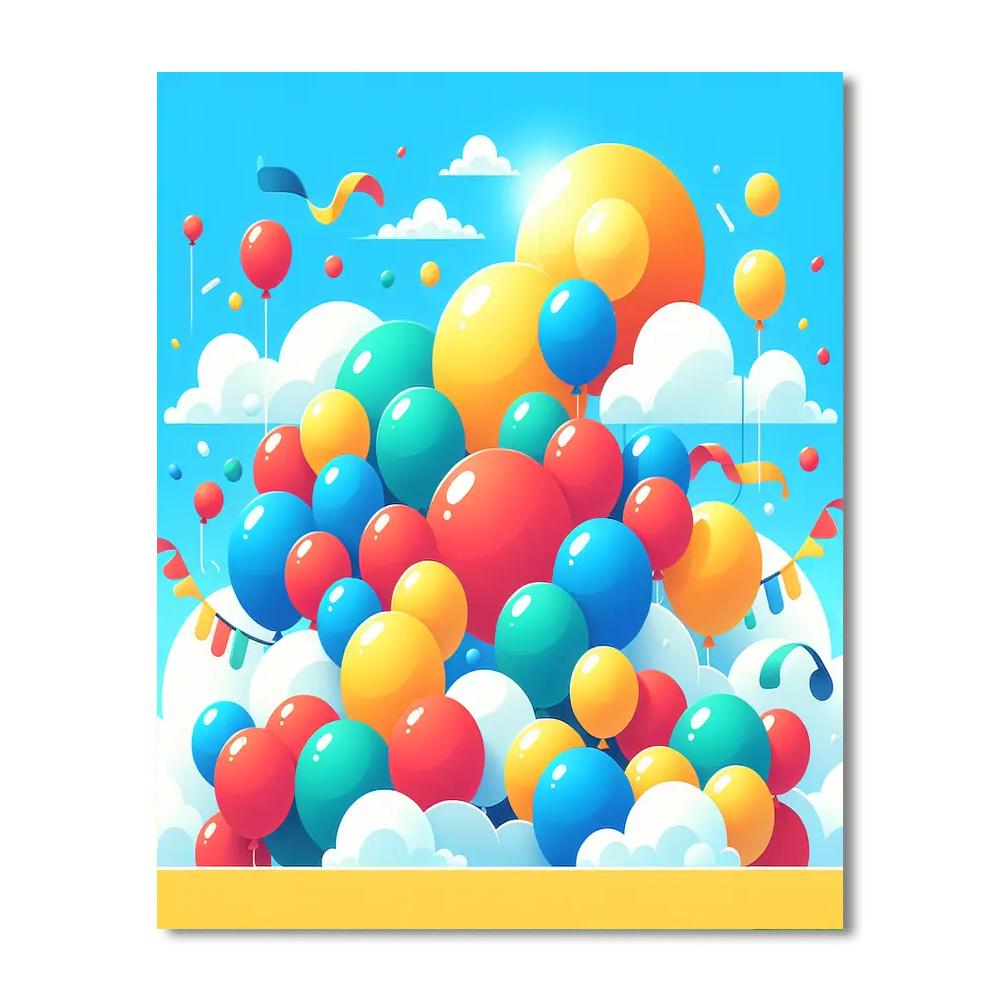 Bubbly Celebration With Balloons Numbered Painting Kits