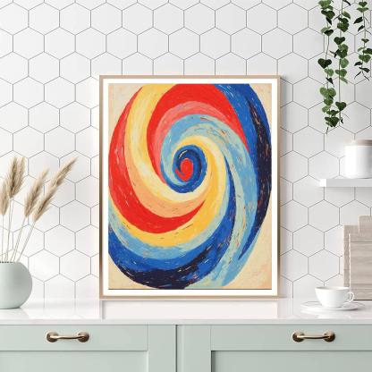 Joan Miró Inspired Vibrant Whirlwinds  Number Painting