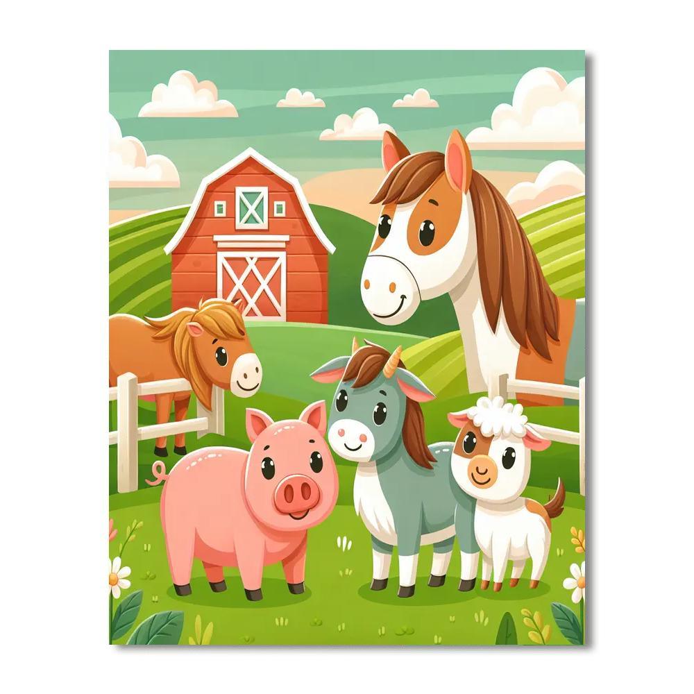 Happy Animal Farm Painting By Numbers Kit