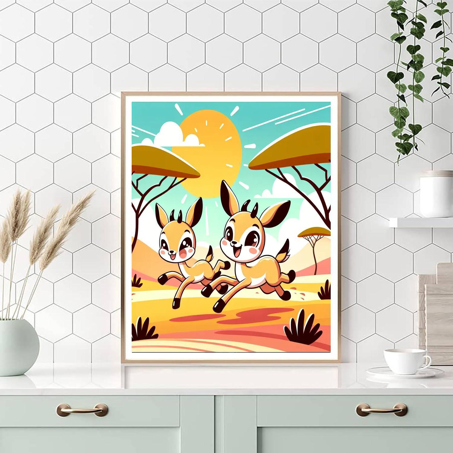Galloping Gazelles Numbered Painting Kits