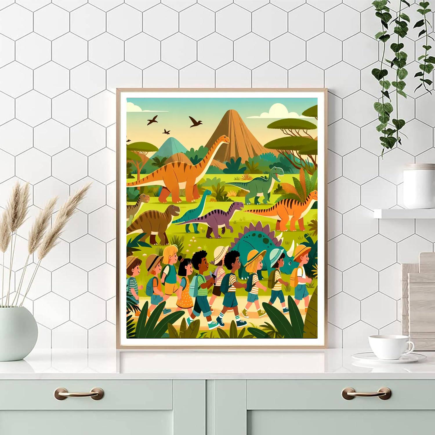 Playful Dinosaur Safari Number Painting