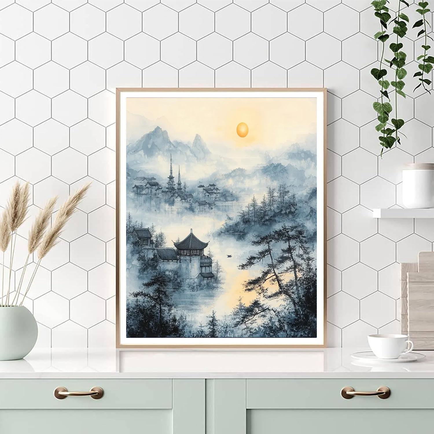 Zhao Mengfu Inspired Harmony Of Light And Shadow  Paint By Number