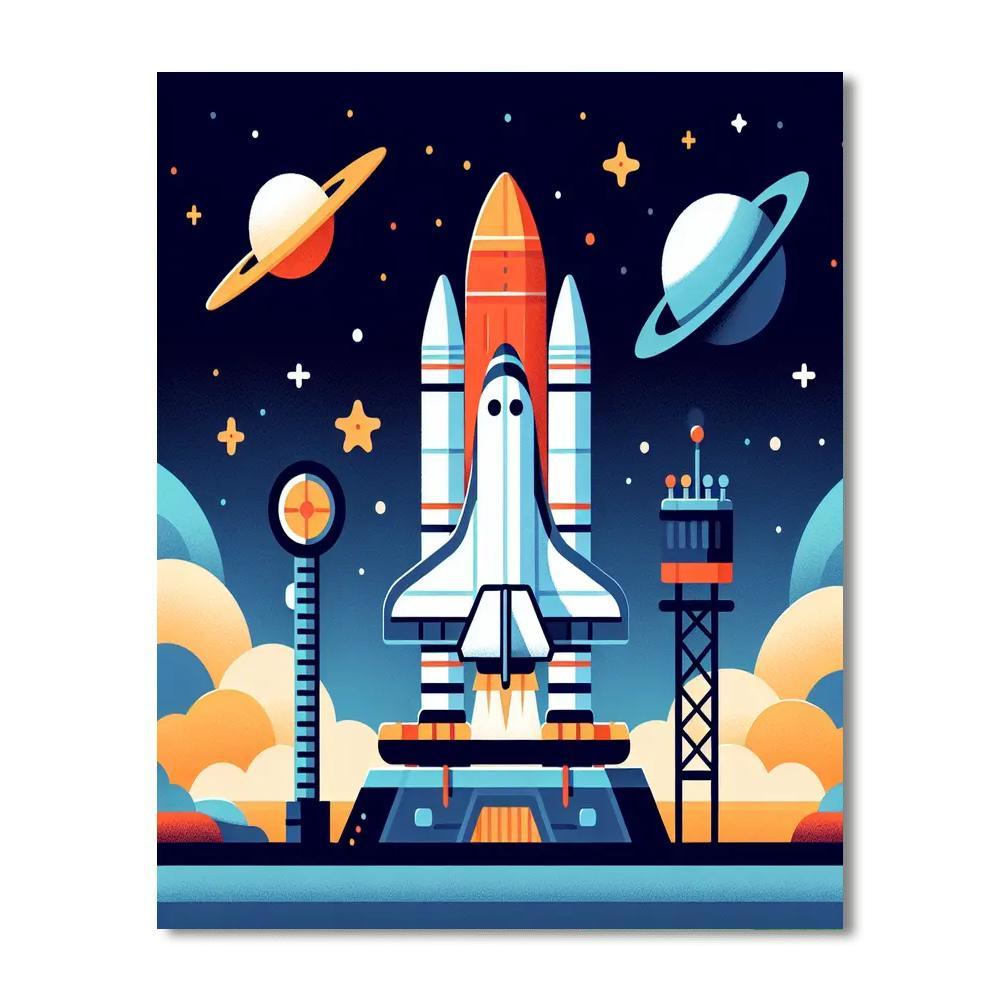 Space Shuttle Surprise Paint By Numbers