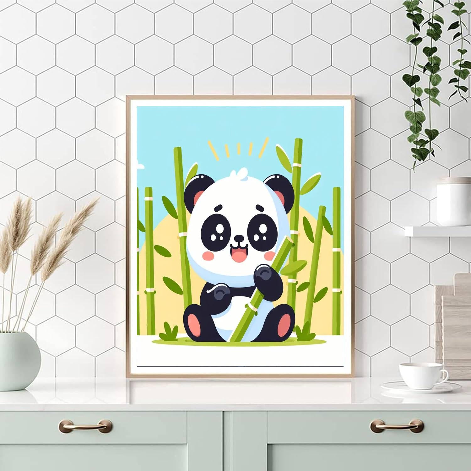 Playful Panda's Bamboo Grove Paint By Numbers Art