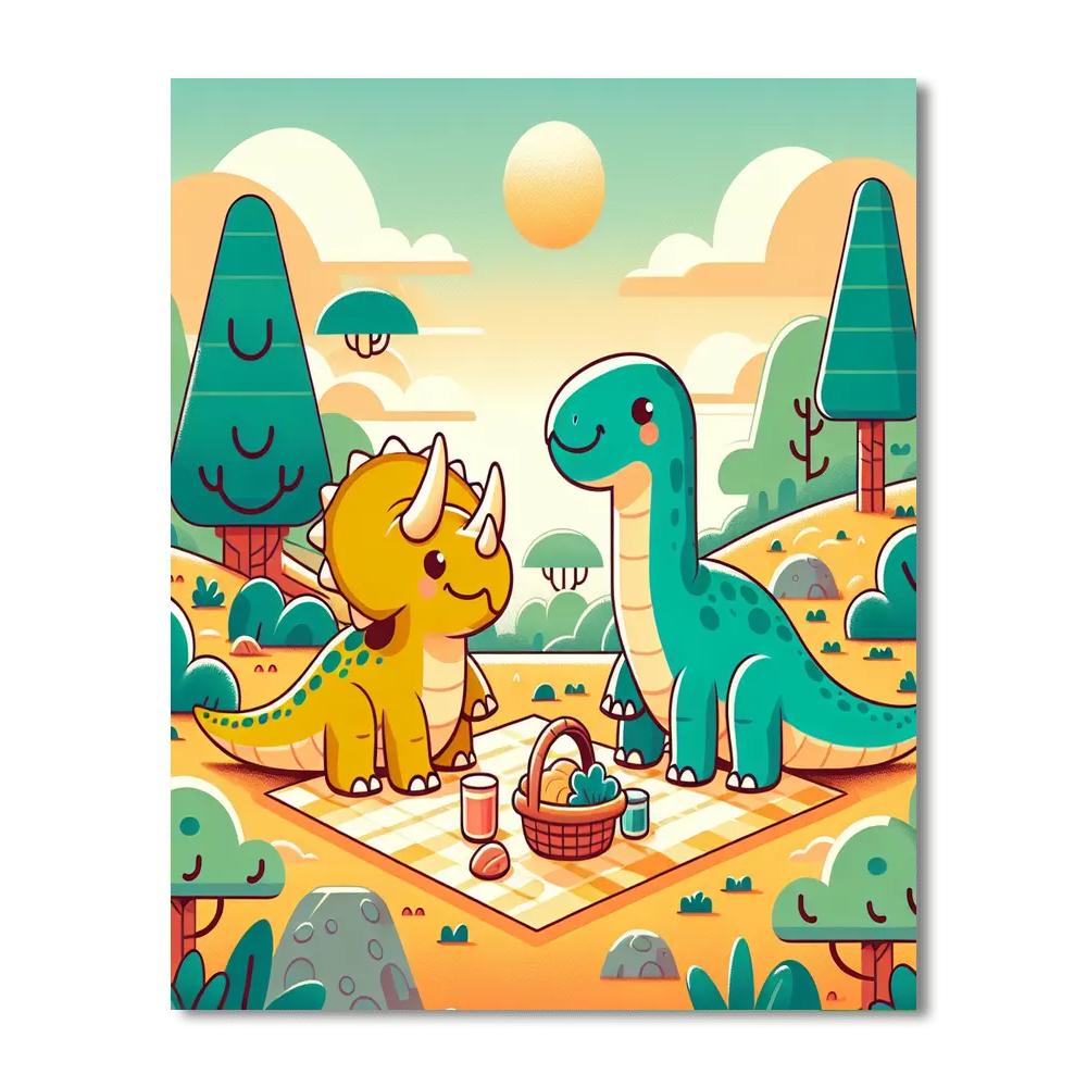 Dinosaur's Prehistoric Picnic DIY Paint By Numbers