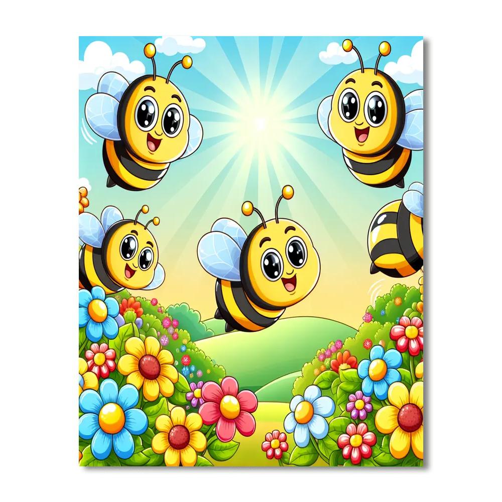 Bubbly Bees And Blooms Paint By Numbers Art