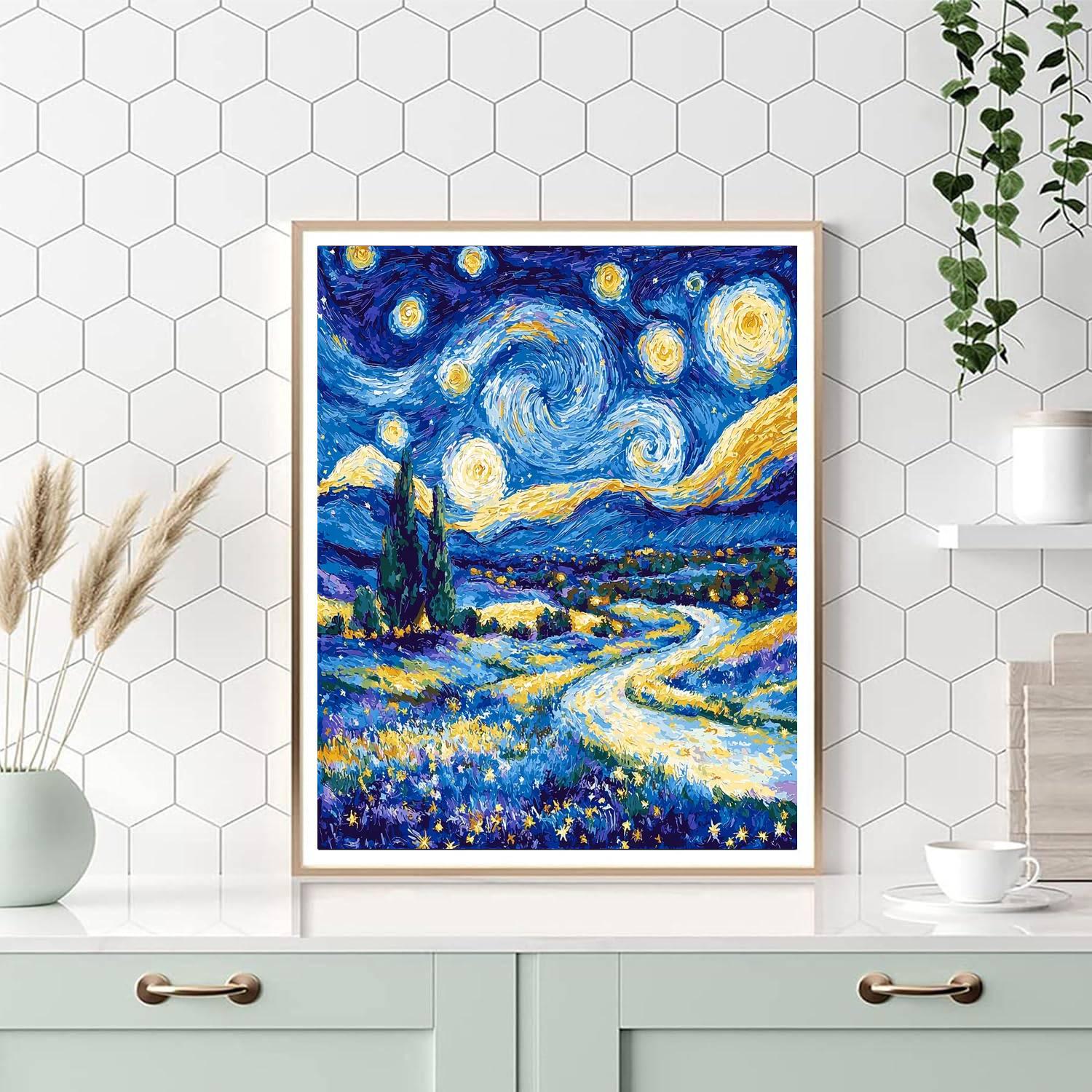 Vincent Van Gogh Inspired Nighttime Reverie  Number Painting