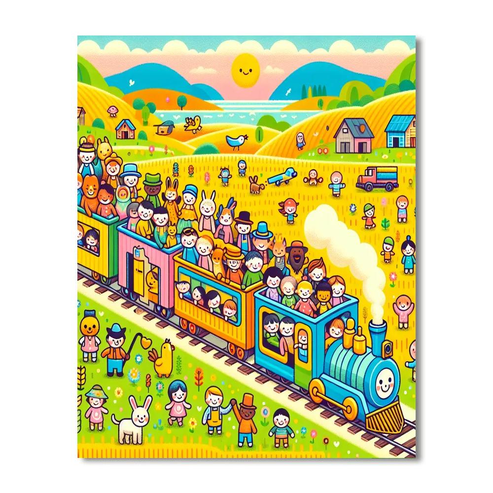 Joyful Train Ride Paint By Numbers Art