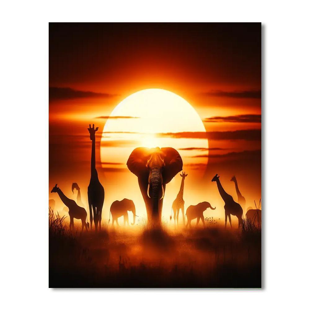 Safari Adventure At Dawn Painting By Numbers Kit