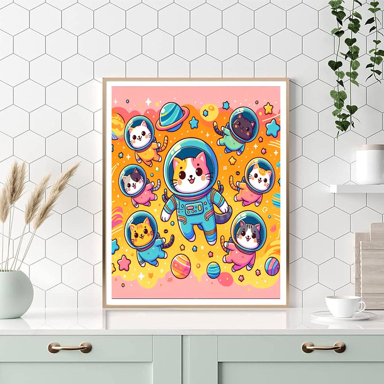 Funky Space Cats Paint By Numbers