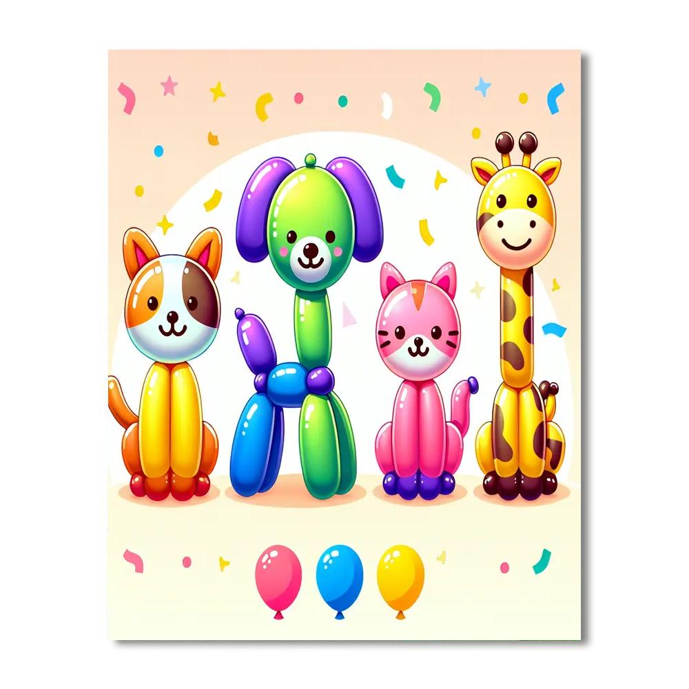 Bouncing Balloon Animals Paint By Numbers Art