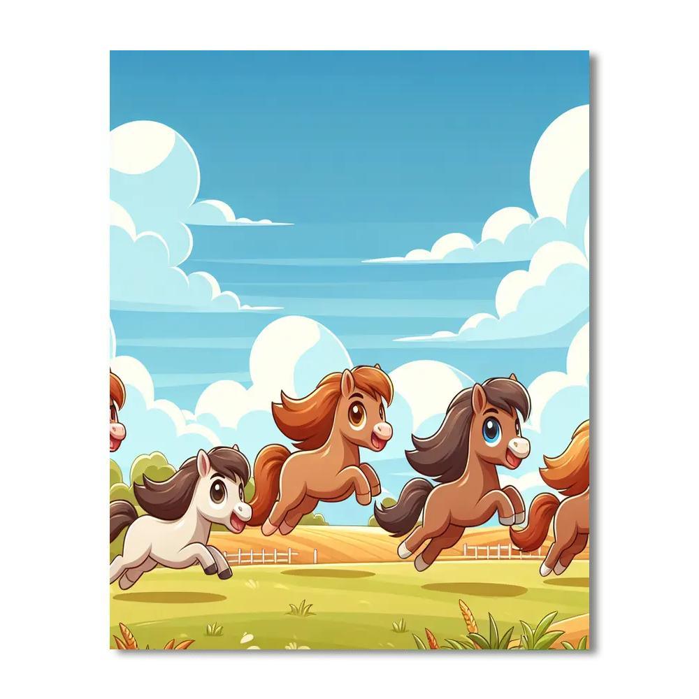 Prancing Ponies Paint By Numbers Art
