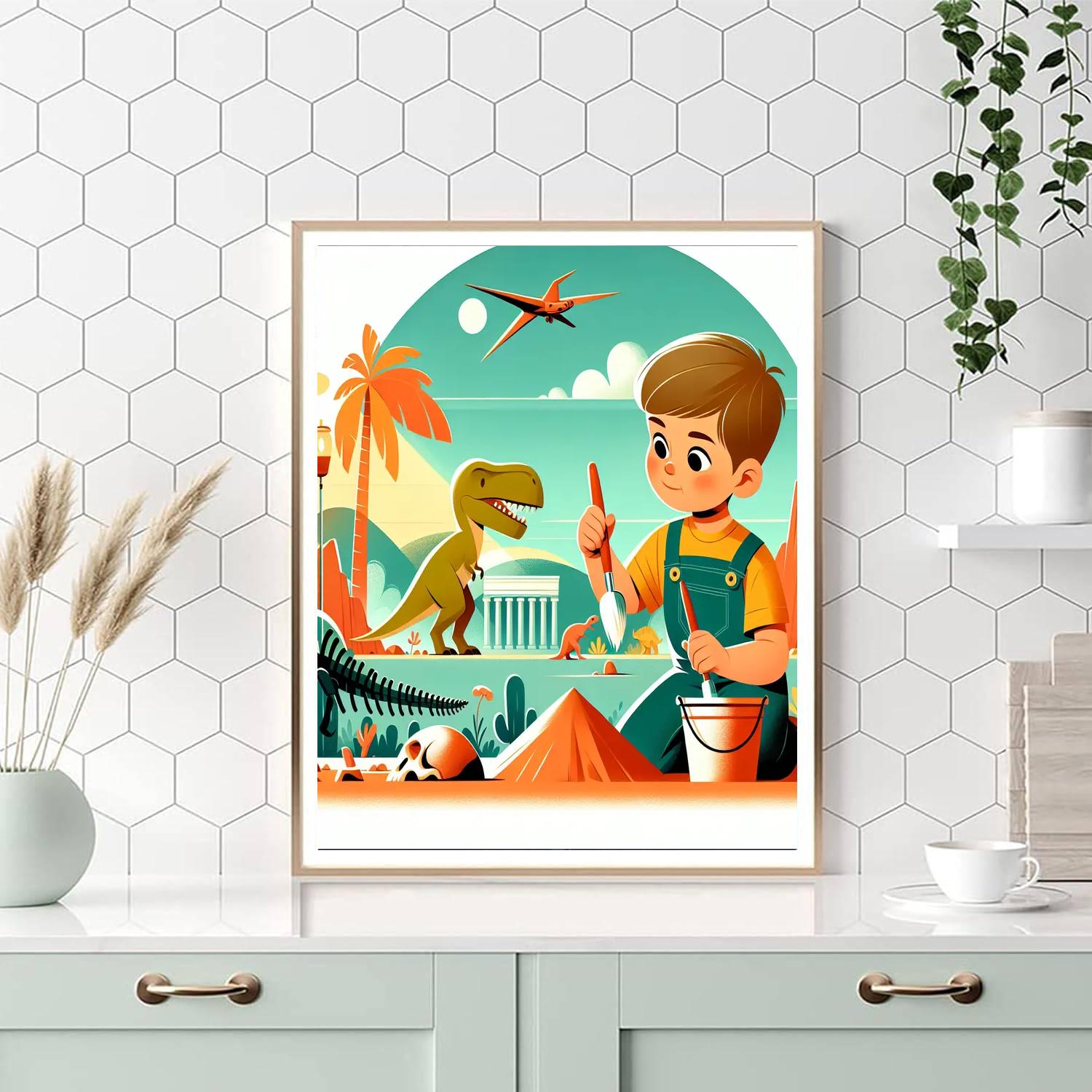 Dinosaur Excavation Site Painting Number Kit