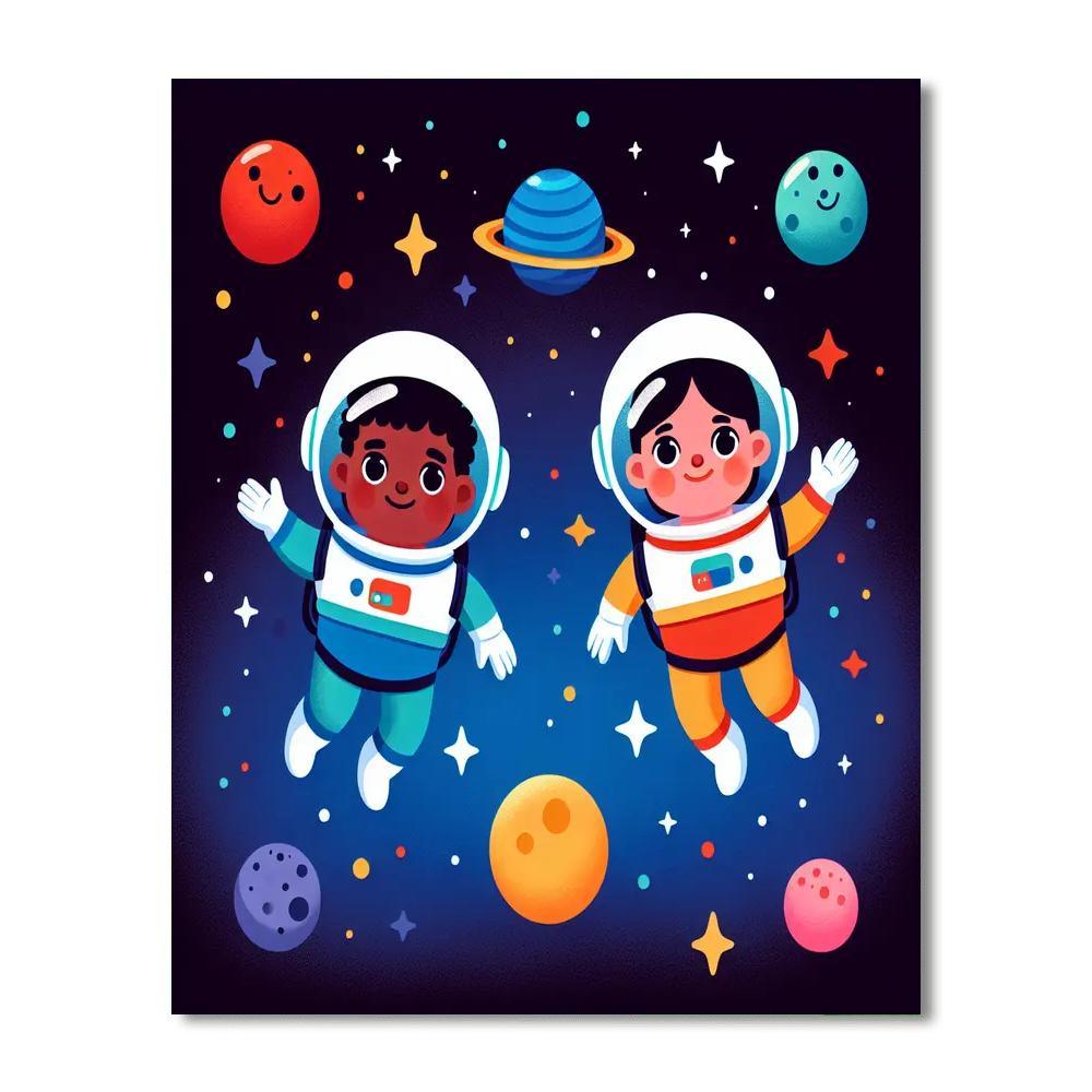 Space Adventure With Astronauts Painting By Numbers Kit