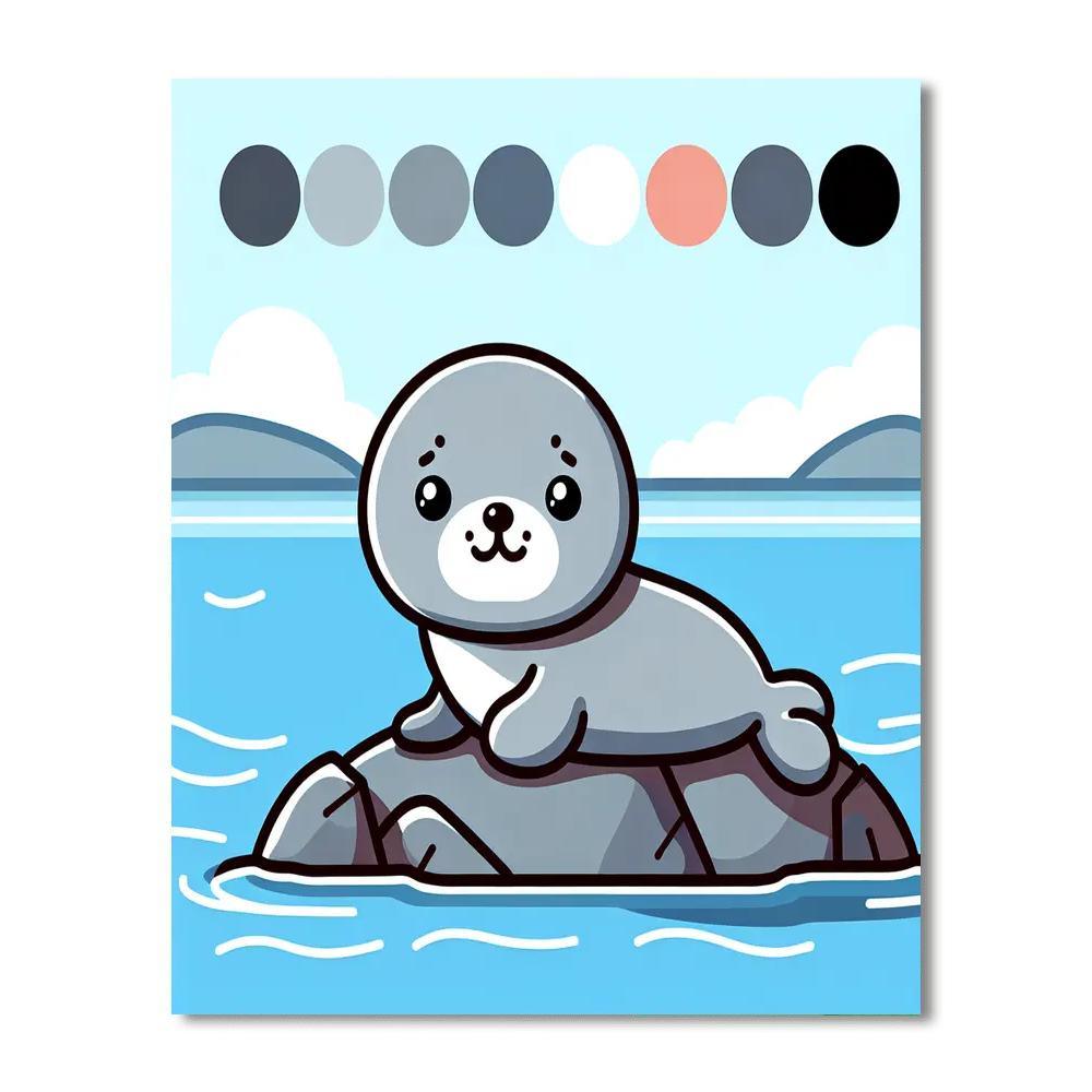 Adorable Baby Seal Painting By Numbers Kit