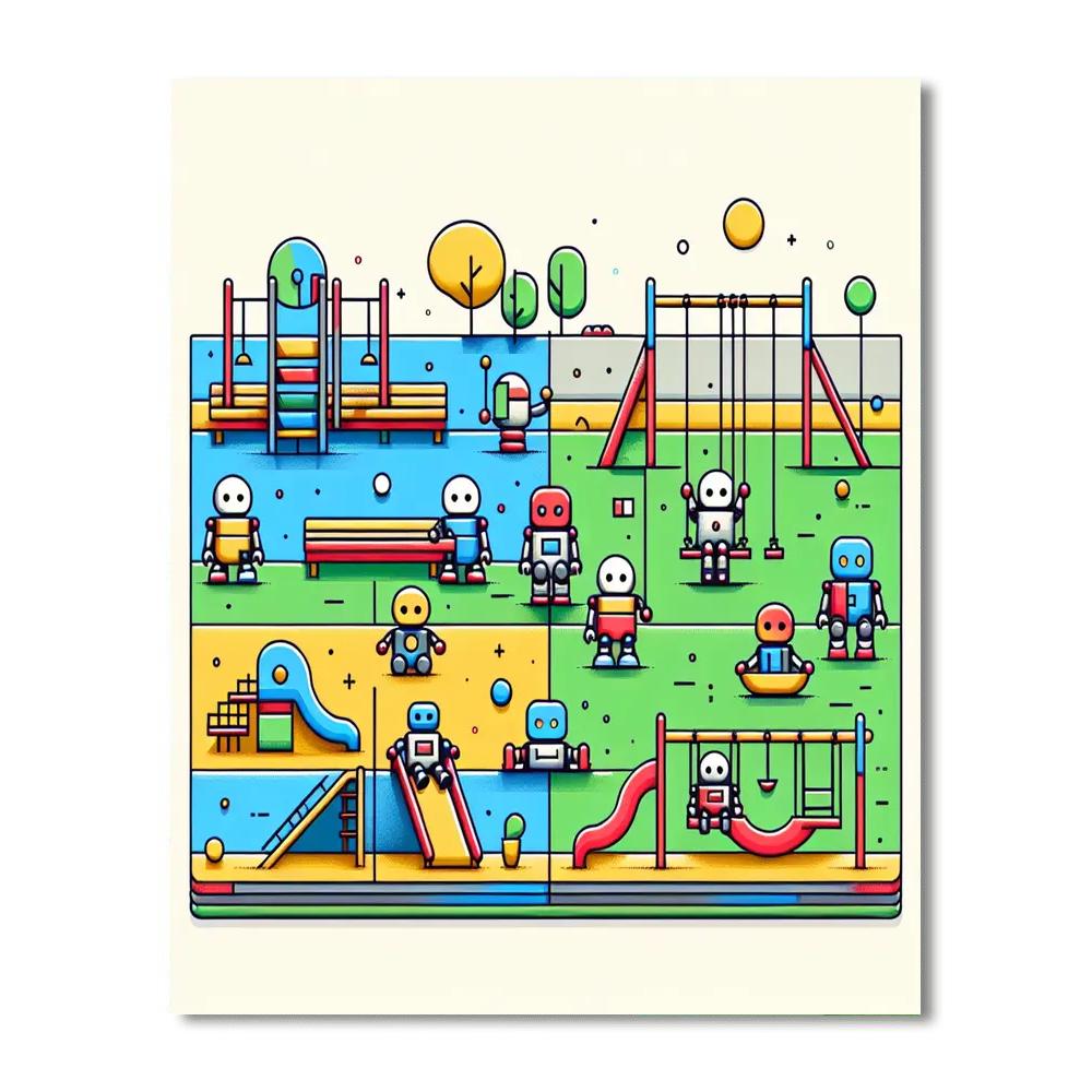 Robots' Playground Paint By Numbers Art